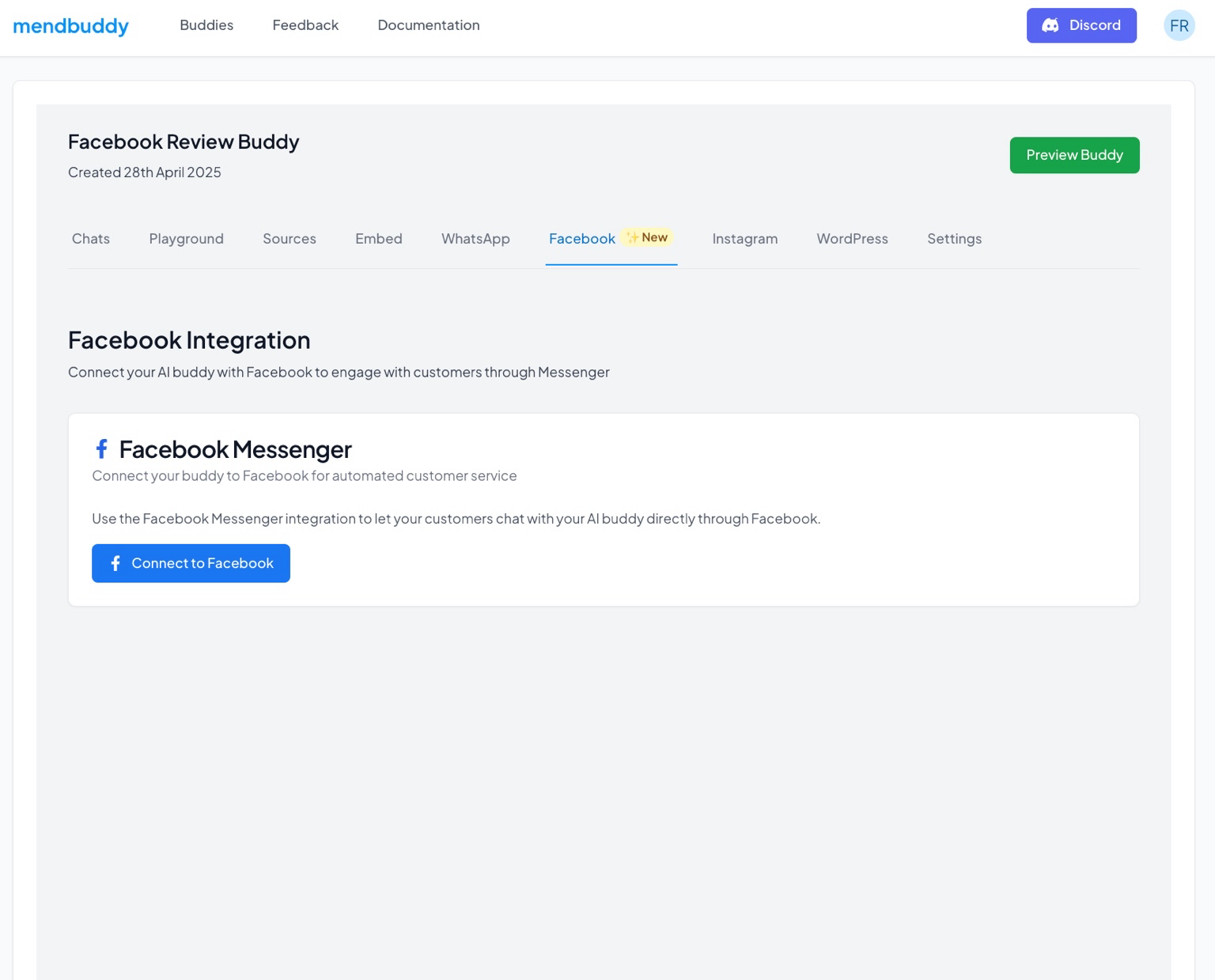Connect to Facebook Button