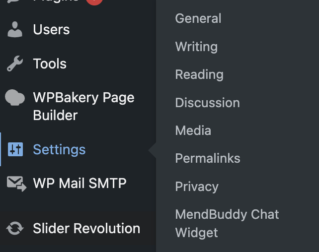 Settings &gt; mendbuddy Chat Widget